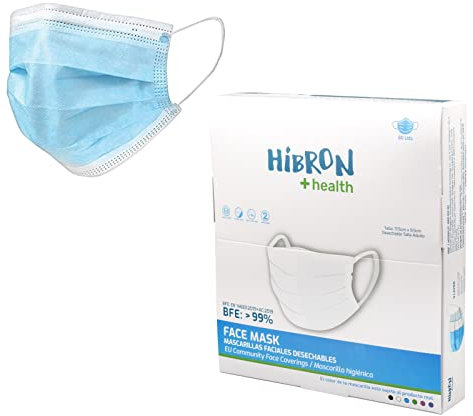 Hibron Mascarillas faciales Deshechable, pack con 50 unidades