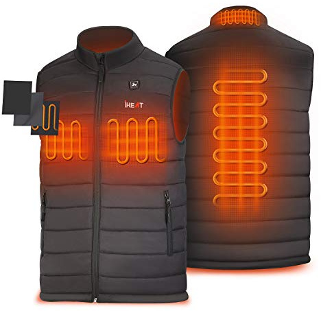 IHeat Heated Vest for Men/Women Electric Heating Vest Lightweight Electric Heated Body warmer with QC3.0 14400MAH Battery Pack for Outdoor Camping Hiking Hunting Black