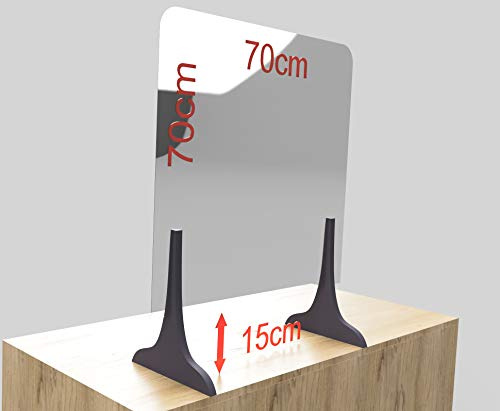 Spuckschutz aus Plexiglas mit 4mm, 60-100cm Virenschutz Hustenschutz Niesschutz, Thekenaufsatz Tischaufsatz Tresenaufsatz, (100x70) (70x70)