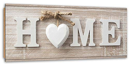 Feeby Stampa d'Arte Casa 90x30 cm Immagine da parete finto legno sfondo beige