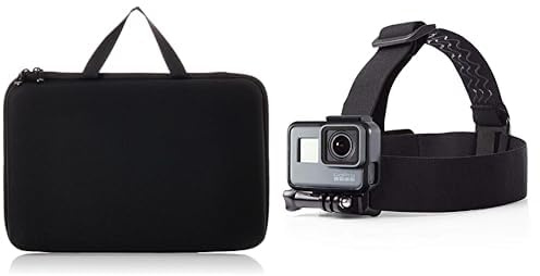 Amazon Basics - Estuche Grande de Transporte para GoPro + Montura para Cabeza