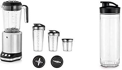 WMF Kult X Multifunktionsmixer, 25.000 U/min, 900 Watt, 2 Geschwindigkeiten, 4 Mixbehälter, ToGo-Flasche & Kult X Mix & Go/Küchenminis Trinkflasche 600 ml