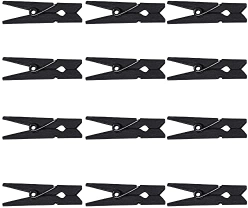 WedDecor Mini Holzklammern Schwarz (3,5 cm) – Kleine Bastelklammern & Fotoclips für Lichterketten, Wanddeko, Hochzeiten & DIY Basteln