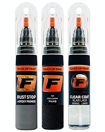 FIRANTO Kit de Pintura de Retoque Coche para Ford PNJAB Panther Black, Set de Reparación de Rayones y Arañazos Incluye 15 ml Bolígrafo para Retocar Pintura Coche, Primer y Barniz