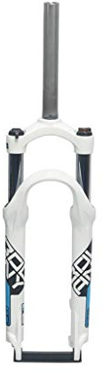 KANGXYSQ 24 Zoll Fahrrad Federgabel, 28,6 Mm Gerades Rohr Aluminiumlegierung MTB Pneumatisch Stoßdämpfer Scheibenbremse Reise 100mm (Color : Bianco, Size : 24 inch)