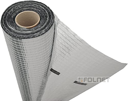 Aluminium Vapour Barrier - 1.5m Wide - Fiberglass Mesh Reinforced Insulation Membrane - Roof, Attic Rooms Thermal Insulation (20m x 1.5m)