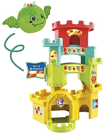 Clementoni Soft Little Dragon Ball Drop Castle-Gioco Prima Infanzia 10 Mesi (Italiano, Inglese, Francese, Tedesco, Spagnolo, Olandese, Polacco) Made in Italy, 80514, Esclusivo Amazon