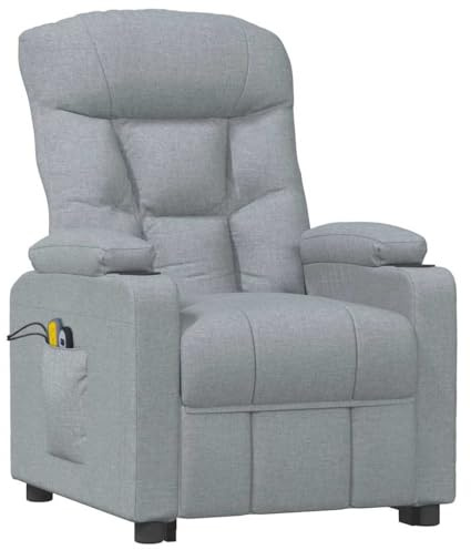 vidaXL Massagesessel mit Aufstehhilfe Hellgrau Stoff