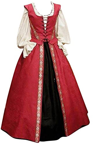 Halloween Costumes for Women Girls Renaissance Medieval Dress 2 Piece Outfits Traditional Dirndl Fairy Elf Cosplay