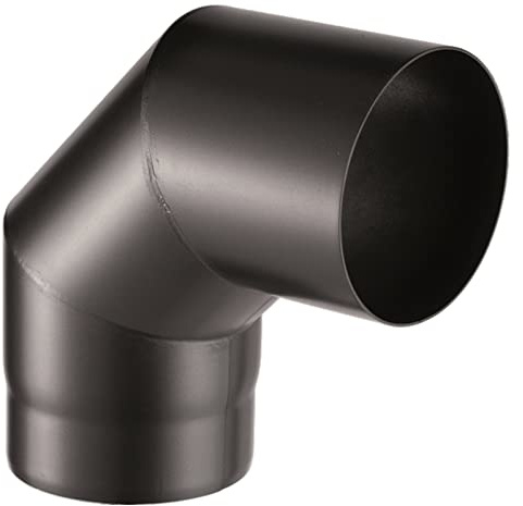 La zappa Curva a gomito per canna fumaria stufa a legna in acciaio nero da 2 mm (90°, Ø120 mm)