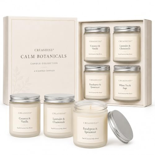 Geschenkset Damen, 4 x 180 g Duftkerzen im Milchglas, Soja- & Kokoswachs, 40–45 Std Brenndauer, Aromatherapie Kerzen mit Baumwoll Docht, Geschenk für Frauen, Geburtstag, Muttertag, Weihnachten