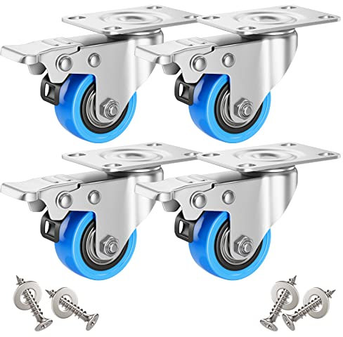 Asibaade Lot de 4 roulettes pivotantes de 50 mm - Avec frein - Rotation à 360 ° - Charge maximale : 200 kg - Pour le transport de meubles et le transport industriel