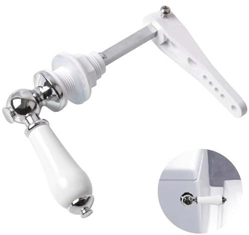Ceramic Toilet Flush Handle, ProChosen Toilet Flush Handle Replacement Universal Fit Toilet Cistern Handle Chrome Plated Replacement Ceramic Handle Cistern Lever for Toilet Cistern Tank Lever
