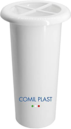 Comil Plast | Portafiori Interno in plastica per Vaso da cimitero Colore Bianco | Diametro 6,5 cm, Altezza 15 cm con ghiera in Plastica Inclusa