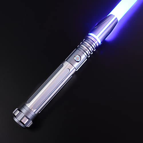 ANASABER Duellierendes Lichtschwert, Motion Control Laserschwert Für Erwachsene, Smooth Swing Lightsaber Mit 16 Tonfonts, RGB 12 Farben Wechselbar, Metallgriff, Für Halloween Cosplay Party, S9, Grau…