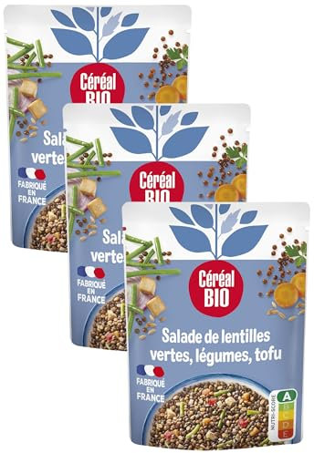 Céréal Bio Salade Lentilles, Tomates et Epeautre - Salade Froide Rapide et Pratique À Emporter - Végan et Bio - 220 g - 200636 (Lot de 3)