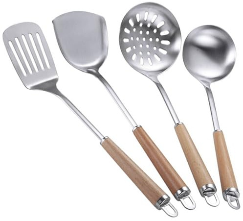 NIZEAMI Wok Spatula Ladle Skimmer Set - 14 304 Stainless Steel