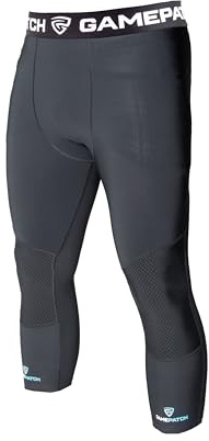 Gamepatch Medias 3/4 resistentes a la abrasión con rodilleras insertables, baloncesto, fútbol, voleibol, protección de rodilla y articulaciones, Negro, L