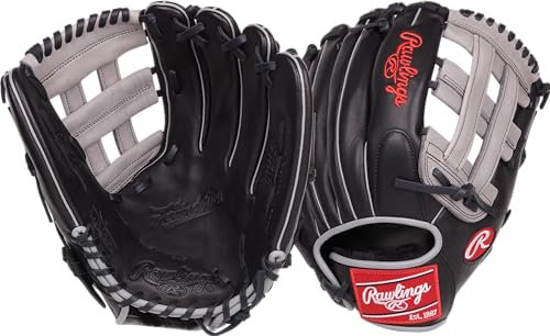 Rawlings Foundation Baseball-Handschuh, Linke Hand, 31,8 cm, Pro H-Web, Schwarz/Grau