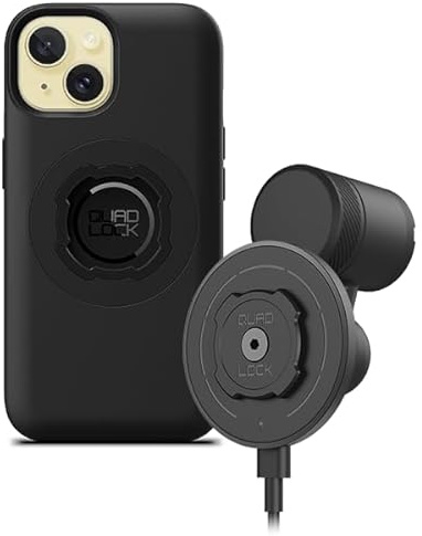 QUAD LOCK Lüftung Handyhalterung fürs Auto mit MAG-Kabelloser Ladekopf V2 und MAG-Hülle für iPhone 15