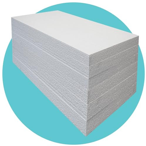 Triplast Expanded Polystyrene Foam Sheets EPS 70 (6 Sheets, 1200 x 600 x 50mm Each) - BBA Certified Wall & Floor Insulation Board - Box Lining & Packaging Foam Board - White Blocks for DIY Projects