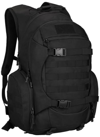 Vmokki Wanderrucksack mit Trinksystem, Rückenbelüftung Militär Taktischer Rucksack Trekkingrucksack Groß Wasserdicht (Schwarz)