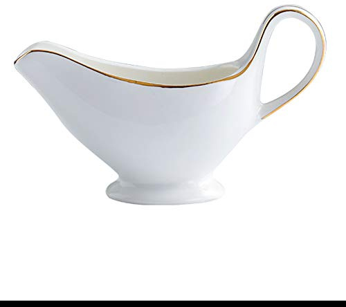 Small Milk jug,Creamer Jug,Churn Jug,White Gravy Boat with Golden Rim,Slender and Wide Mouth Design Sauce Boat,So That The Sauce is Not Easy to Leak Easy to Clean Milk(Size:Small) (Size : L)