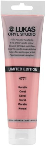 Lukas CRYL Studio Künstler-Acrylfarbe, Koralle, 125 ml Tube - Hochpigmentierte Acrylfarben für Leinwandmalerei, Großformatige Werke - Mittelviskosität, Wassermischbar, Schnelltrocknend
