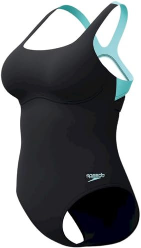 Speedo Women's Flex Band Swimsuit with Integrated Swim Bra | Swim Fitness | Training, Anthracite, 38