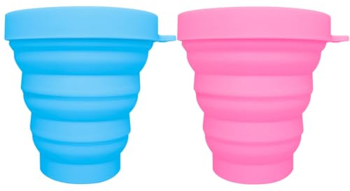 KRFWGUU 2 Piezas Vasos de Silicona Plegables, 200ml Taza Plegable Retráctil, Vasos Portátiles Reutilizables, Taza Plegable,Taza Portátil, Para Picnic, Camping, Viajes de Senderismo