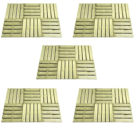 CIADAZ Lot de 30 dalles de porche en bois vert 50 x 50 cm, piscine terrasse, sol en bois extérieur, terrasse extérieure, sols terrasse, sol jardin extérieur