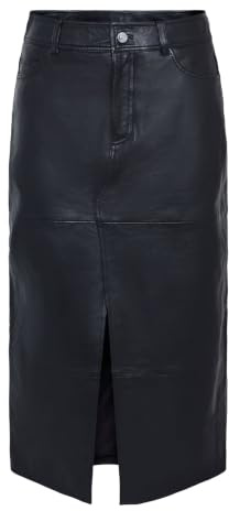 Y.A.S Yasmina HMW Leather Long Skirt Noos, Negro, M