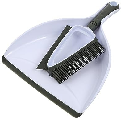 Beaupretty Pet Hair Removal Brush and Dustpan Broom Set 2pcs Multifunctional Pet Cage Cleaning Tool with Coffee Color for Fur and Dirt Removal