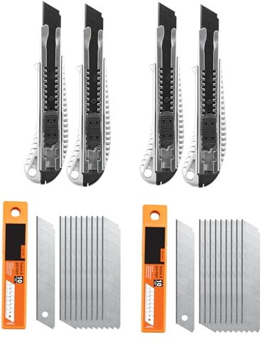 4 Stück Cuttermesser Teppichmesser + 20 Stück Abbrechklingen 18mm