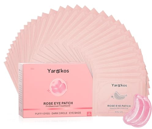 32 Pairs Pink Under Eye Patches, Rose Collagen Undereye Pads, Hydrating Eye Masks for Anti Wrinkles Puffy Eyes Dark Circles, Puffiness Eye Bags Eyes Gel Pads, Women Men Travel Skincare Set