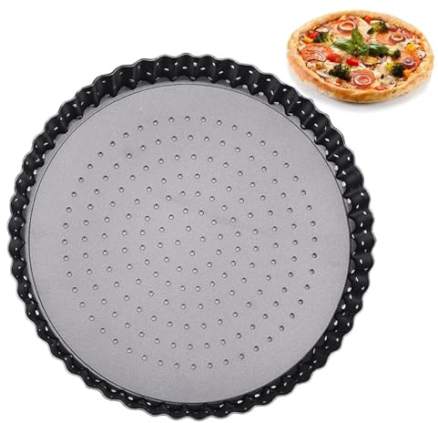 Utensi - Teglia per pizza antiaderente, teglia per pizza per forno, teglia per pizza forata, antiaderente in acciaio al carbonio con eccellente conducibilità termica