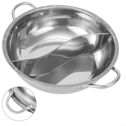 Sandsyseptember Twin Divided Stainless Steel Hot Pot Cookware, for Induction Cooktop Gas Stove (30cm)