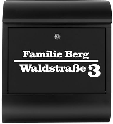 Briefkastenaufkleber Personalisiert mit Name, Straße & Hausnummer – Wetterfester Namensaufkleber aus Vinyl – Selbstklebende Briefkasten Beschriftung für Briefkasten & Haustür