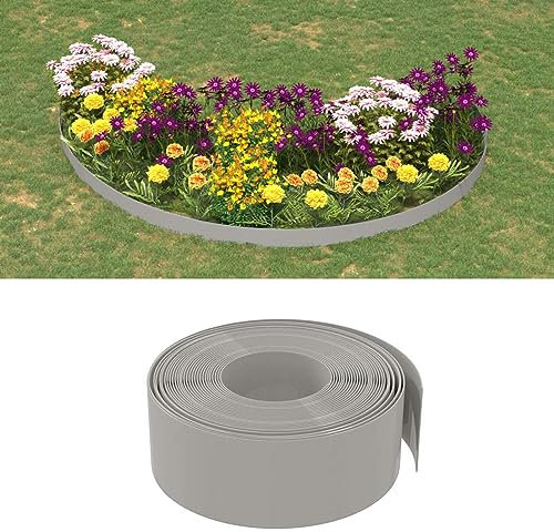 ShGaxin Rasenkante Grau 10 m 20 cm Polyethylen, Beetumrandungen, Beeteinfassung, Grabumrandung, Zaun Garten, Beetabgrenzung, Beetzaun