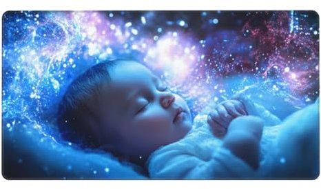 Gaming Mauspad XXL,800 x 300 x 3mm Mousepad Verlängertes Groß Mauspad Schreibtischauflage,Genähte Kanten rutschfeste Gummibasis,Verbessert Präzision und Geschwindigkeit Home Office Süßes Baby L-3205