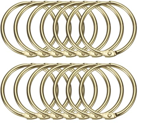 sourcing map 14pcs Shower Curtain Rings, 1.3 Inch ID Metal Round Snap Shower Curtain Hooks Glide Smoothly Hooks for Bathroom, Gold