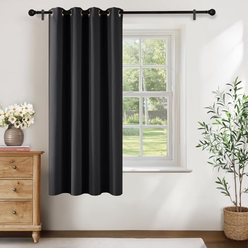 KGORGE Türvorhang Blickdicht Vorhang 180cm Lang Thermovorhang Hitzeschutz | Schwarz,1 Stück,H 180 x B 140 cm,Verdunkelungsvorhang mit Ösen,Blackout Curtain,Sonnenschutz,für Wohnzimmer/Schlafzimmer