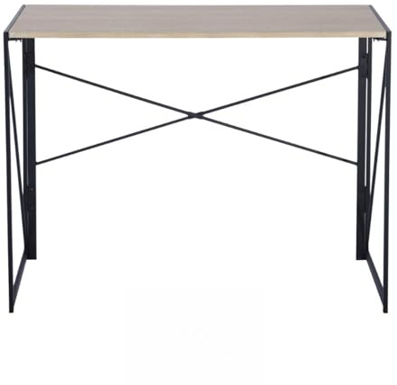 FurnitureR Computer Workstations, Small Space Plegable Desk, MDF y Metal Frame, Portable Laptop Desk for Home Office, Writing Table for Living Room, Bedroom, Dormitory, 100 x 50 x 75,5 cm, Roble