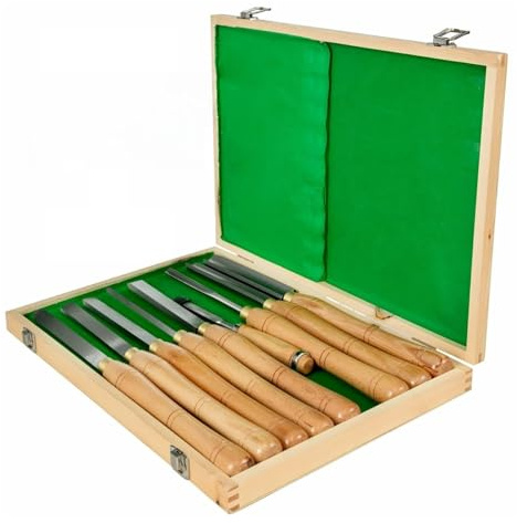 Juegos de cinceles for carpintería, torno de madera de sobremesa de 8 piezas for laboratorios de torno de madera/talleres/ingeniería para profesionales y aficionados al bricolaje(Burlywood)