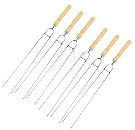 Abaodam 12 Pezzi Da Barbecue in Acciaio Inossidabile Bastoni All'aperto Grill Skewer Griglia Bastoncini Di Smore Spiedo Aghi Per Barbecue Arrosticini Spiedini Per Barbecue Di Legno