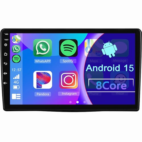 Android 15 Car Stereo for Fiat 500L 2012-2017 with Wireless Carplay Android Auto, 9 Inch Touchscreen Car Radio with GPS Navigation Bluetooth WiFi FM RDS SWC Backup Camera(2+32GB 8Core)
