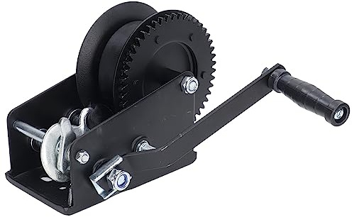 Gearwell Boat Trailer Winch, cabello manual de manivela, cabrestante de engranajes de 2 vías con gancho, capacid de carga de 3200 libras, para camiones y remolques marinos