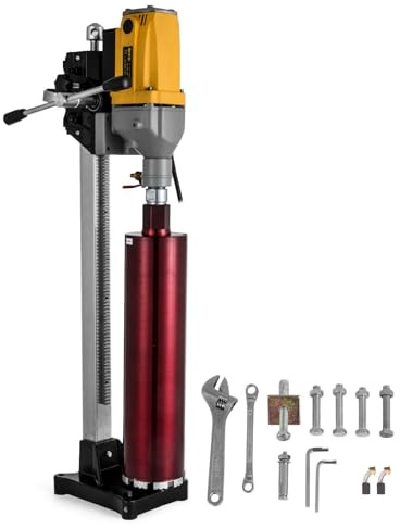 Diamond Core Drill Machine, Wet/Dry Concrete Drilling with Base Stand, Industrial Electric Core Drill for Masonry and Rock Punching/Drilling
