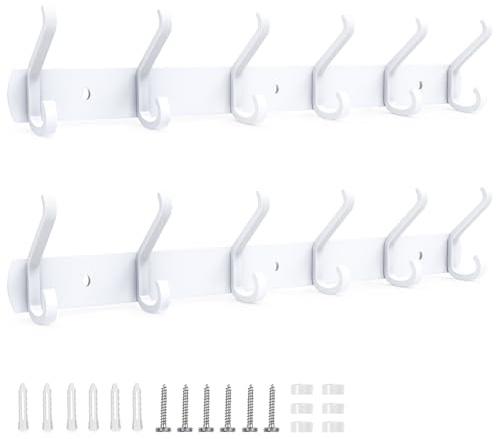 2 Piezas Percheros Pared con 6 Colgadores, 54CM Perchero De Pared de Metal
