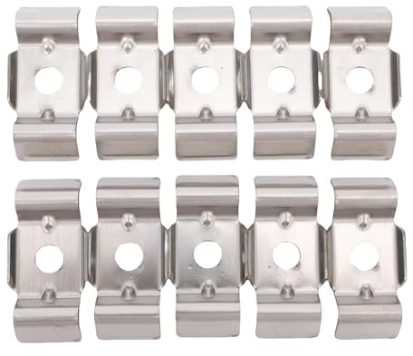Ahgsup 10 Abrazaderas de Fijación para Valla de Acero Inoxidable 304, Soporte de Esquina de Doble Varilla para Postes de Metal/madera de 28-32 Mm, Hardware Antirrobo con Borde